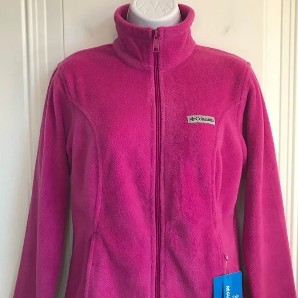 Columbia Women's Fuchsia Pink Fleece Full Zip Jacket with pockets size XS NWT - Picture 6 of 16